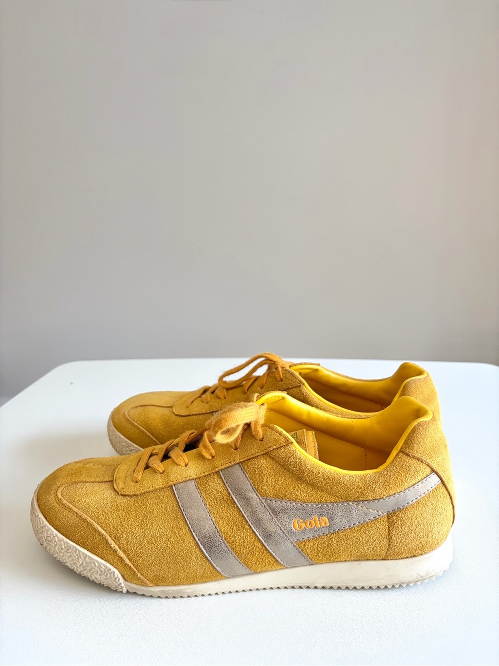 Gola Harrier Mirror Mustard Suede Metallic Retro Streetwear 10 - Picture 2 of 8